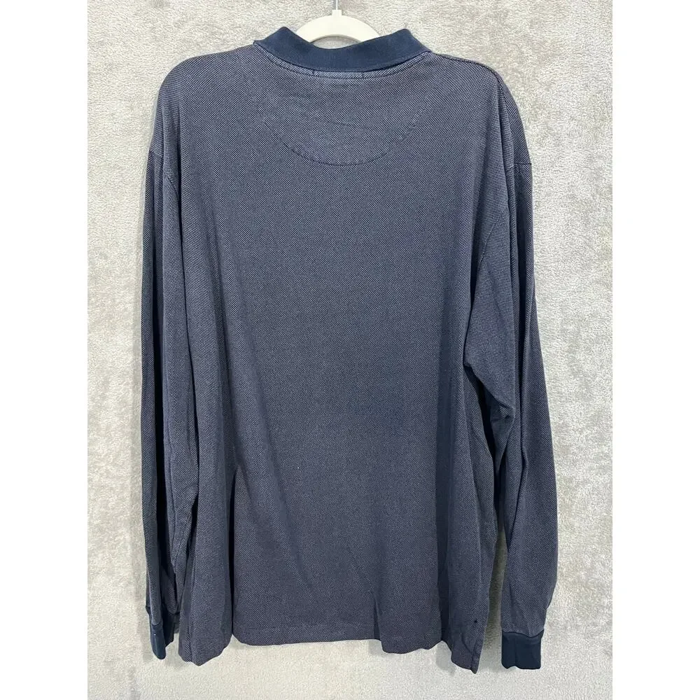 VTG Polo Ralph Lauren Long Sleeve Rugby Polo Shirt XL Navy Textured 90s Y2K